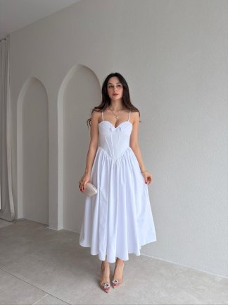 SOROS Maxi Elbise 9235 - Beyaz - 2