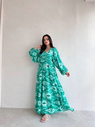 Soyut Geçişli Midi WEST Elbise 8800 - 2