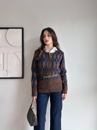 SPARK Hırka 8477 - Acı Kahve 