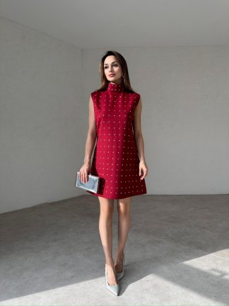 SPARROW Mini Elbise 4772 - Bordo - 2