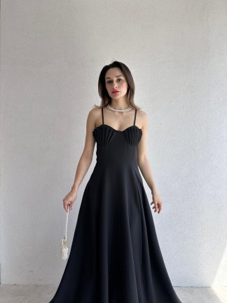 SPRİT Maxi Elbise 9345 - Siyah 