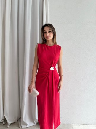 STACİE Midi Elbise 5985 - Nar Çiçeği 