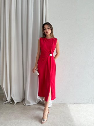 STACİE Midi Elbise 5985 - Nar Çiçeği - 2