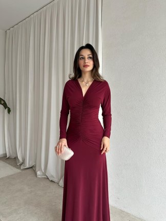 STARK Maxi Elbise 6874 - Bordo - 3