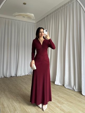 STARK Maxi Elbise 6874 - Bordo 