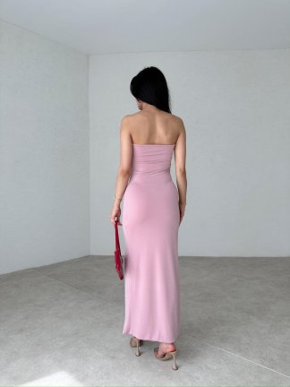 Straplez Maxi TARA Elbise 2484 - Pudra - 3