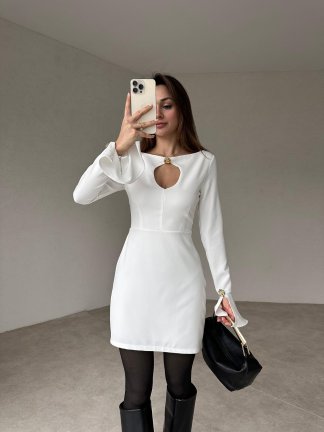 STROSS Mini Elbise 3813 - Beyaz 