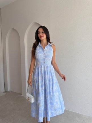 SUNDİA Midi Elbise 3051 - Bebe Mavisi - 2