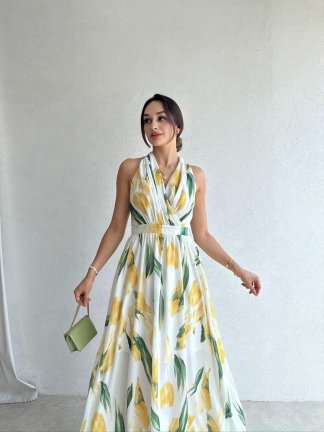 SUNRİSE Maxi Elbise 7868 - Sarı - 2