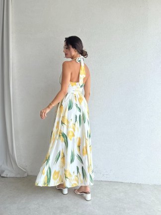 SUNRİSE Maxi Elbise 7868 - Sarı - 3