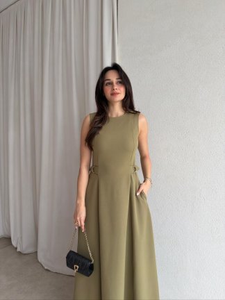 SUNSET Maxi Elbise 8887 - Haki - 3