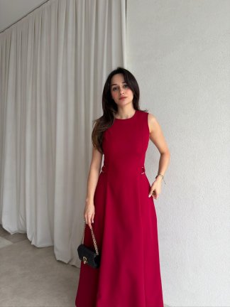 SUNSET Maxi Elbise 8887 - Bordo - 2