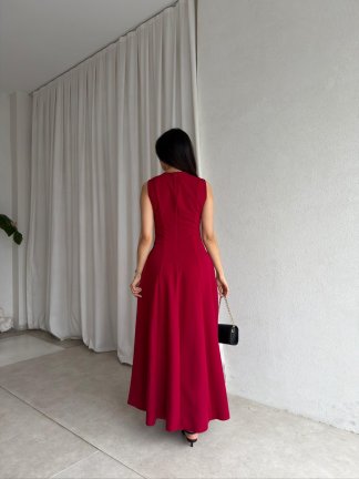 SUNSET Maxi Elbise 8887 - Bordo - 3