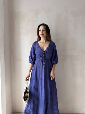 SUZETTE Midi Elbise 4588 - Mor 