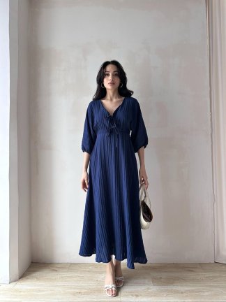 SUZETTE Midi Elbise 4588 - Lacivert - 4