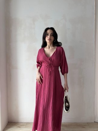 SUZETTE Midi Elbise 4588 - Bordo - 2