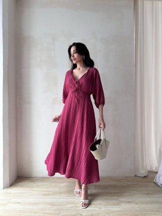 SUZETTE Midi Elbise 4588 - Bordo - 3