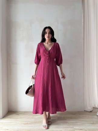 SUZETTE Midi Elbise 4588 - Bordo - 4