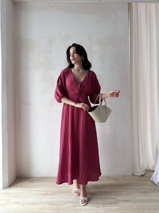 SUZETTE Midi Elbise 4588 - Bordo - 5