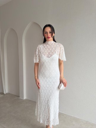 SUZİE Midi Elbise 8937 - Beyaz - 2