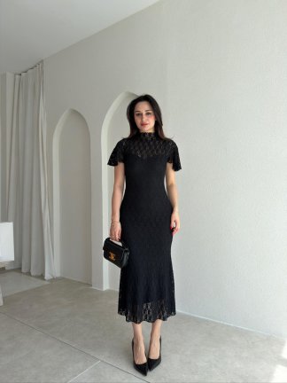 SUZİE Midi Elbise 8937- Siyah - 1