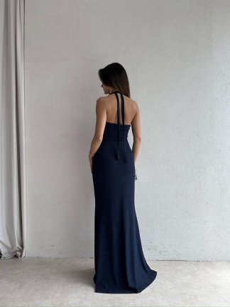 SWAN Maxi simli Elbise 5088 - Lacivert - 4