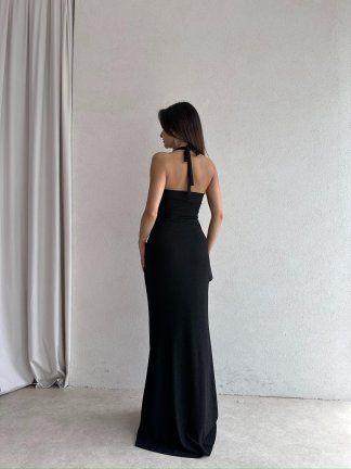 SWAN Maxi simli Elbise 5088 - Siyah - 3