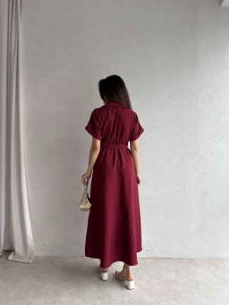 SYBİL Midi Elbise 4756 - Bordo - 5