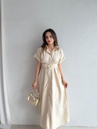 SYBİL Midi Elbise 4756 - Krem - 1