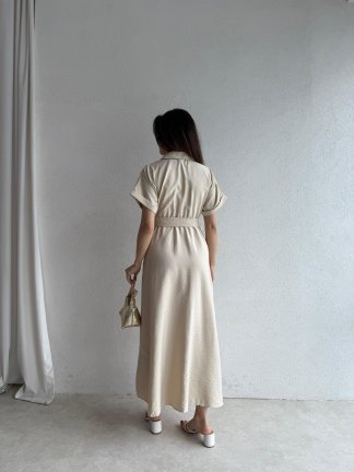 SYBİL Midi Elbise 4756 - Krem - 3