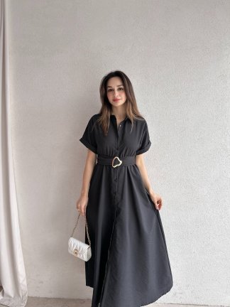 SYBİL Midi Elbise 4756 - Siyah 
