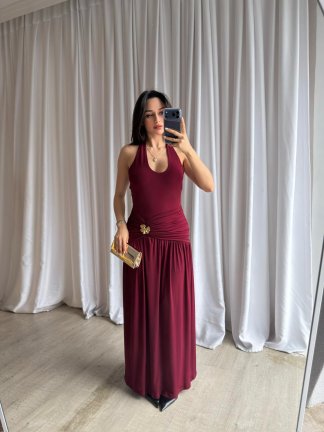 TADİC Maxi Elbise 8875 - Bordo - 2