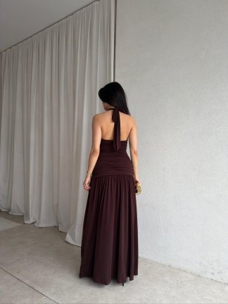 TADİC Maxi Elbise 8875 - Acı Kahve - 3