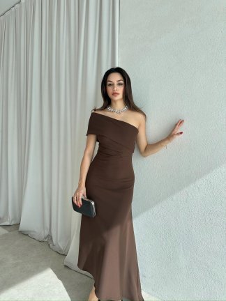 RECORD Elbise 8652 - Acı Kahve 