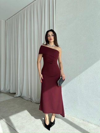 RECORD Elbise 8652 - Bordo - 2