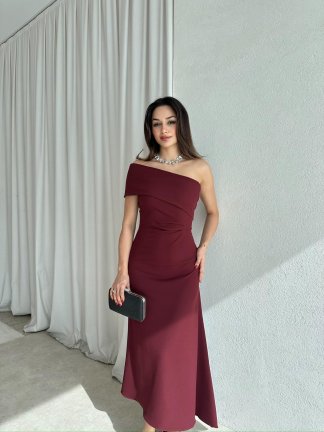 RECORD Elbise 8652 - Bordo - 1