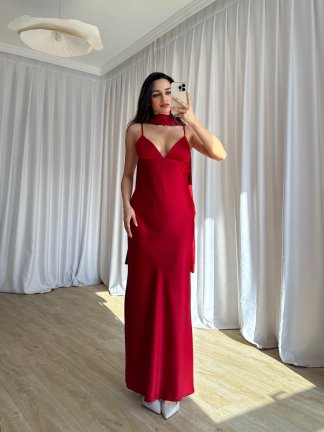 TALYA Elbise 9778 - Kırmızı - 4