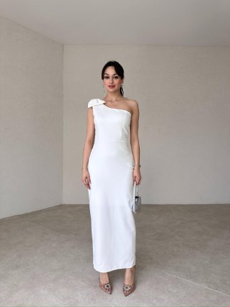 TAMORA Maxi Elbise 2136 - Beyaz - 2