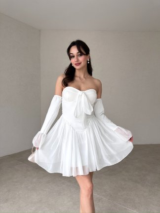 TARBELL Mini Elbise 9931 - Beyaz 