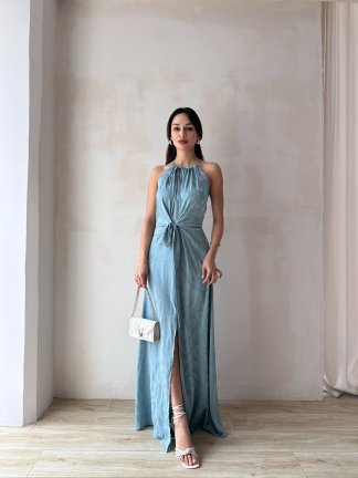 TARON Maxi Elbise 6489 - Mavi - 2