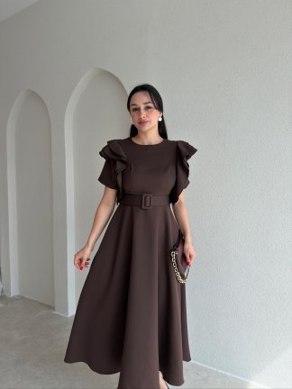 TASSEL Midi Elbise 8938 - Acı Kahve - 2