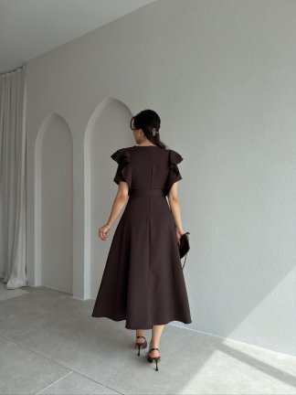 TASSEL Midi Elbise 8938 - Acı Kahve - 3
