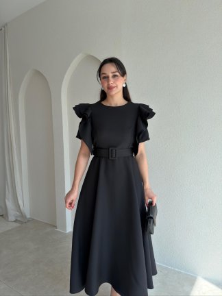 TASSEL Midi Elbise 8938 - Siyah - 2