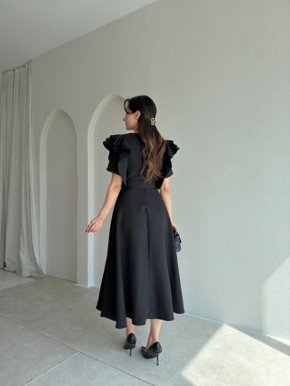 TASSEL Midi Elbise 8938 - Siyah - 3