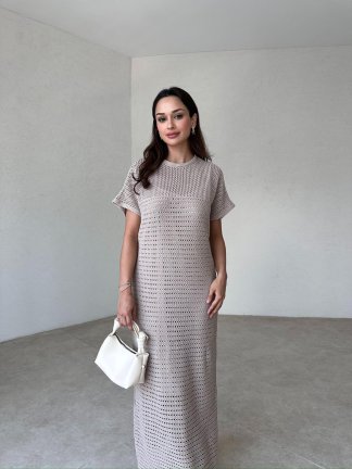TATELY Midi Elbise 1714 - Krem 