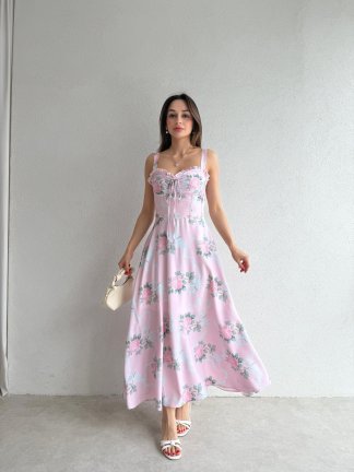 TEDLOCK Midi Elbise 2402 - Pembe - 2