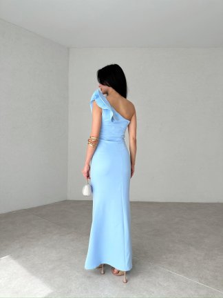 Tek Omuz Detaylı Maxi WENDELL Elbise 4278 - Mavi - 3