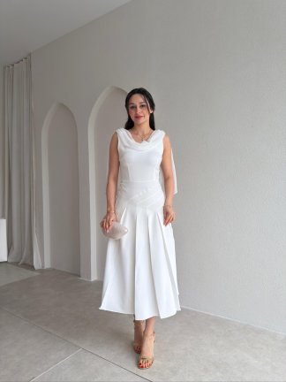 TERİER Midi Elbise 2222 - Beyaz 