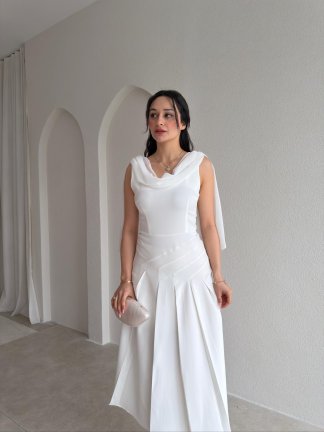 TERİER Midi Elbise 2222 - Beyaz - 2