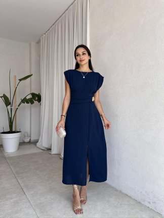 TİFFANY Midi Elbise 8077 - Lacivert - 2